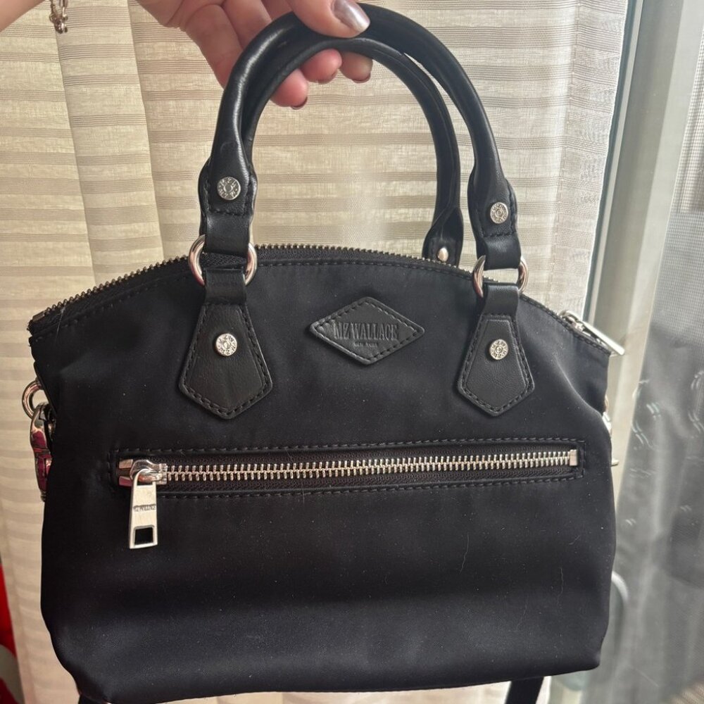 MZ Wallace Bedford Mineral Small Black Nylon Chelsea Satchel Bag